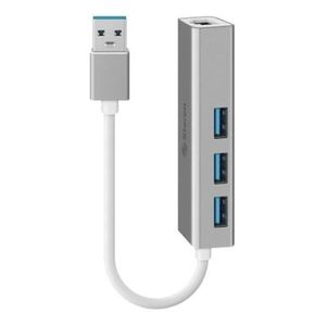 Adaptador USB 3.0 A Gigabit Ethernet Steren 506-435 P86396 | 1000 Mbps Con HUB Color Plata