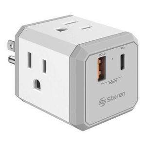 Adaptador Clavija De 4 Contactos Y Usb Steren 905-139 P86396 | 139 905-139  Blanco