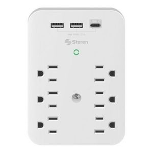 Adaptador Clavija De 6 Contactos Y Usb Steren 905-170 P86396 | 1875 Watts