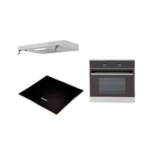 Cocina de Inducción Challenger SL6060 P8885 | 4 Inductores Incluye Campana Extractora CX4300 y Horno HE2502 Color Negro con Gris